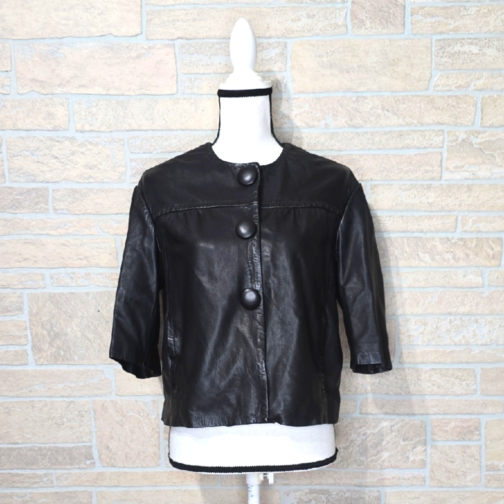 VINCE SHEEPSKIN LEATHER SWWING COAT